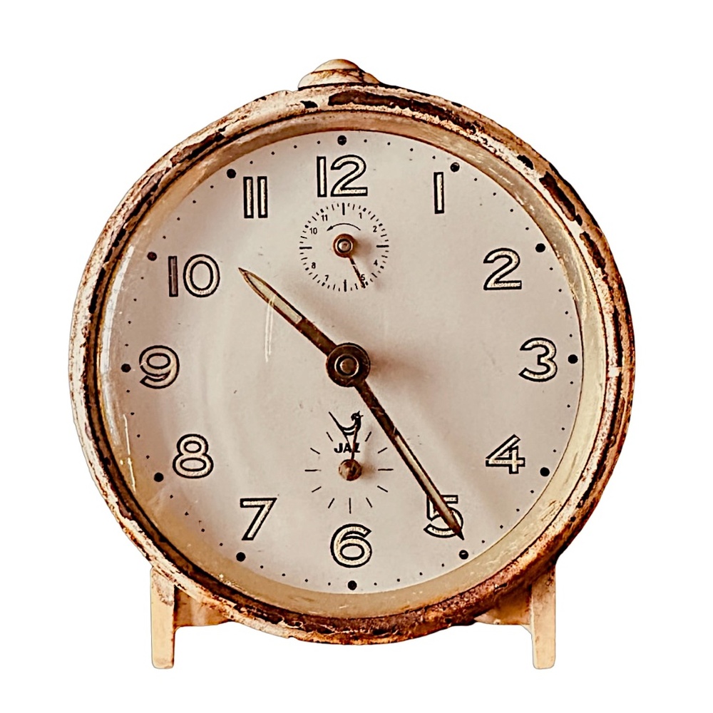 JAZ Vintage 1950s Desktop Clock 4” Analog Mechanical Alarm France